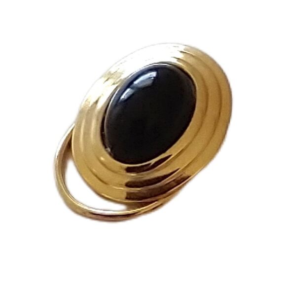 Vintage Scarf Clip Pin Black Acrylic Stone Gold Tone 80s 90s Retro MCM - Picture 4 of 14